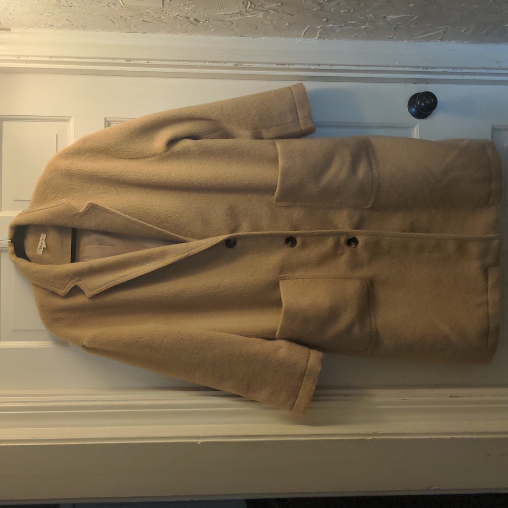 Long tan soft fuzzy coat